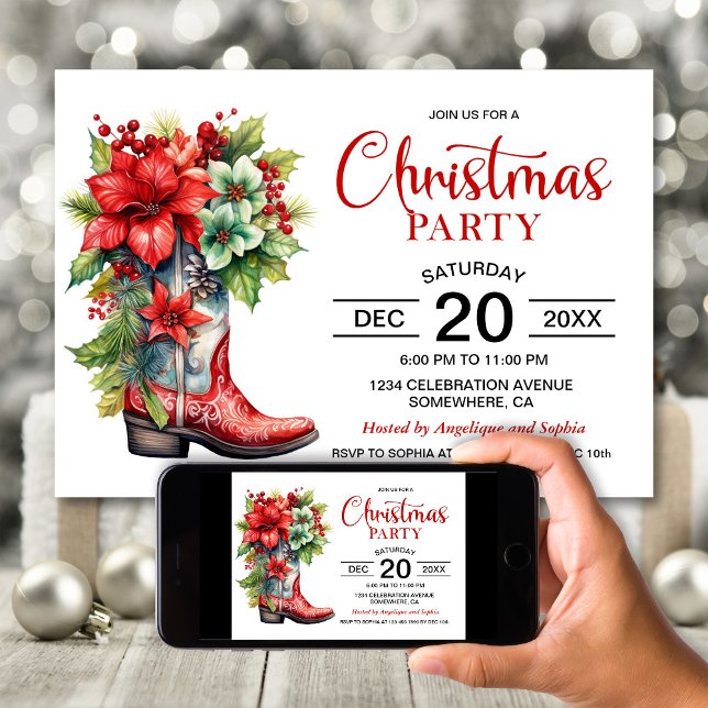 Western Cowboy Boot Christmas Party Invitation (Creator Uploaded)
