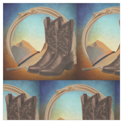 Western Cowboy Boot  Cowboy Hat And Rope Fabric