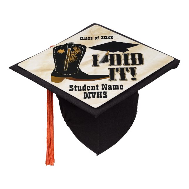 Western Cowboy Boot - Graduation Cap Topper (Angled)