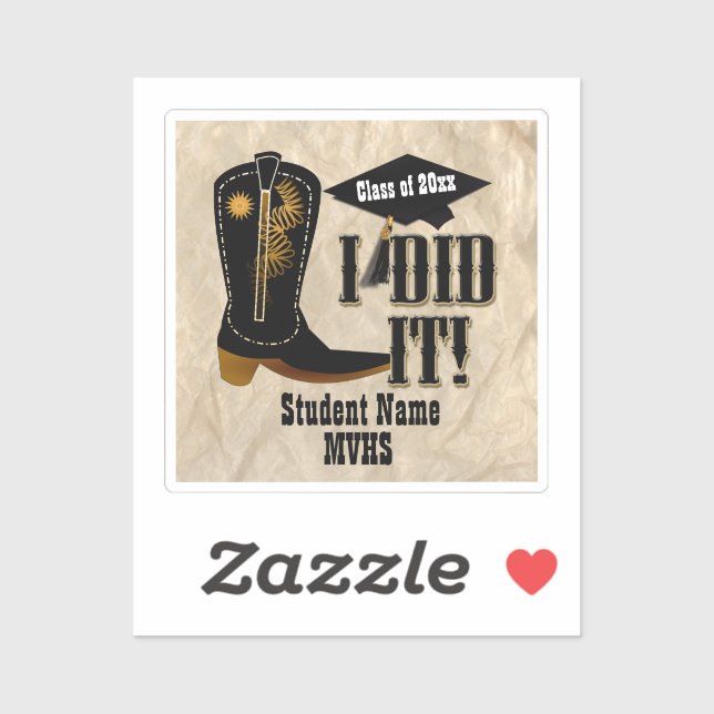 Western Cowboy Boot - Graduation Sticker (Sheet)
