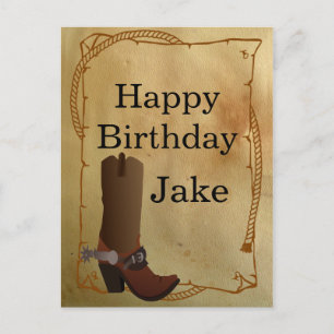 Western Cowboy Boot Happy Birthday Postcard