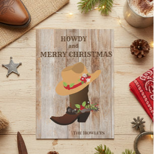 Western Cowboy Boot Hat Christmas Holiday Card