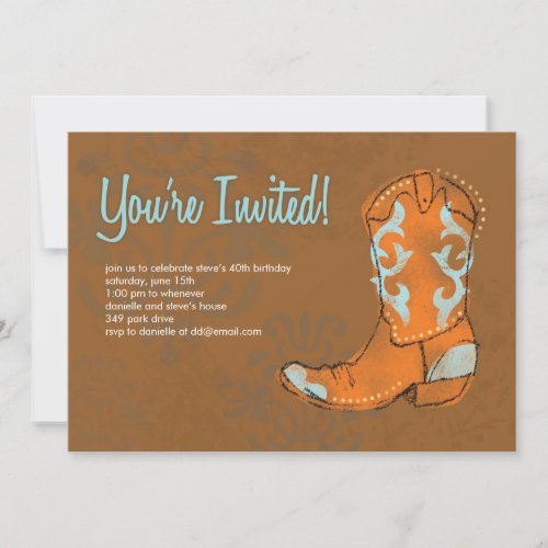 Western Cowboy Boot Invitation
