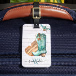 Western Cowboy Boot Monogram Boho Wood  Luggage Tag<br><div class="desc">The design is a photo and the cases are not made with actual glitter, sequins, metals or woods. This design is also available on other phone models. Choose Device Type to see other iPhone, Samsung Galaxy or Google cases. Some styles may be changed by selecting Style if that is an...</div>
