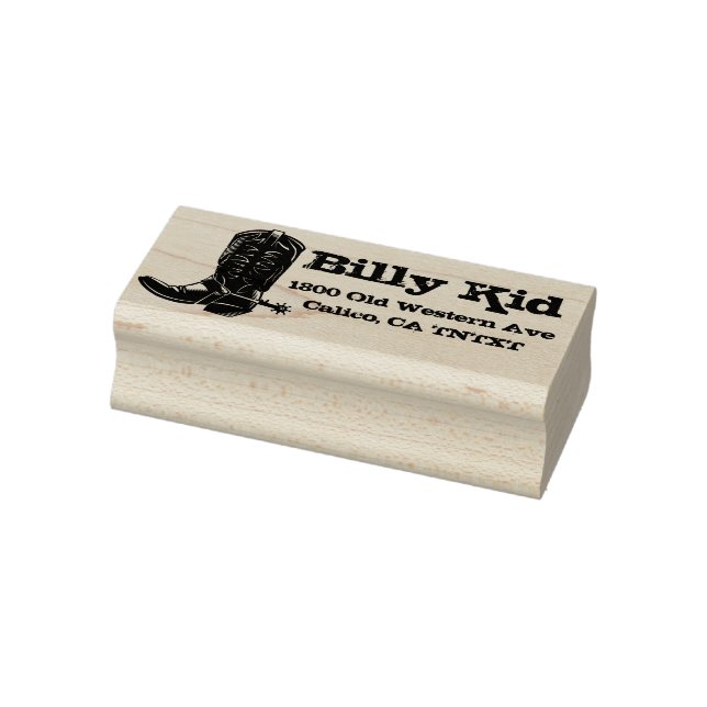 Western Cowboy Boot Return Address Rubber Stamp (Stamp)