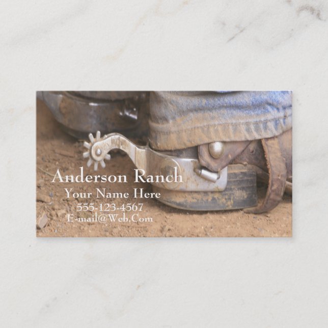 Western Cowboy Boot Spurs Business Card Template (Front)