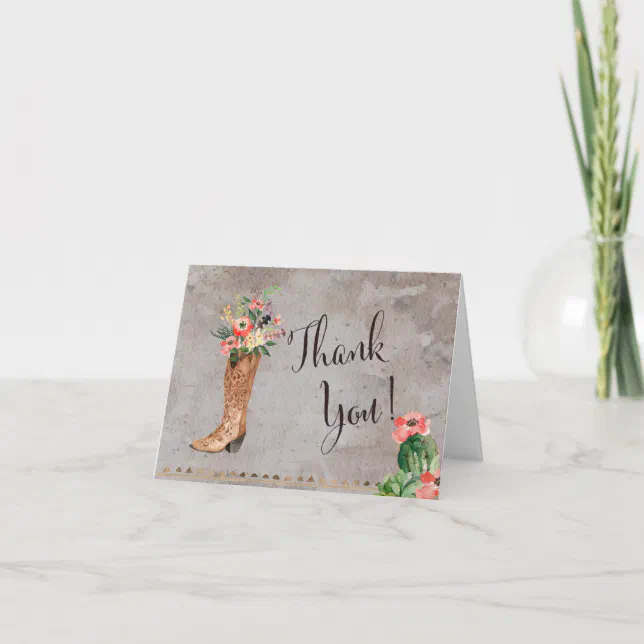 Western Cowboy Boot THank you note | Zazzle