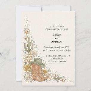 Western Cowboy Boot Wedding Invitation