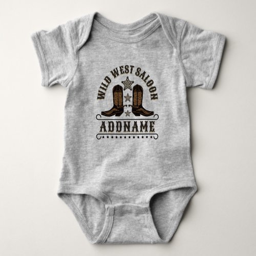 Western Cowboy Boots ADD NAME Sheriff Spurs Saloon Baby Bodysuit