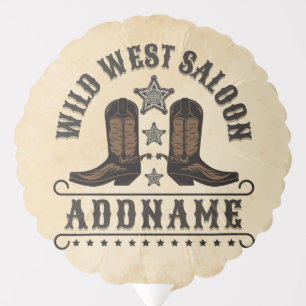 Western Cowboy Boots ADD NAME Sheriff Spurs Saloon Balloon