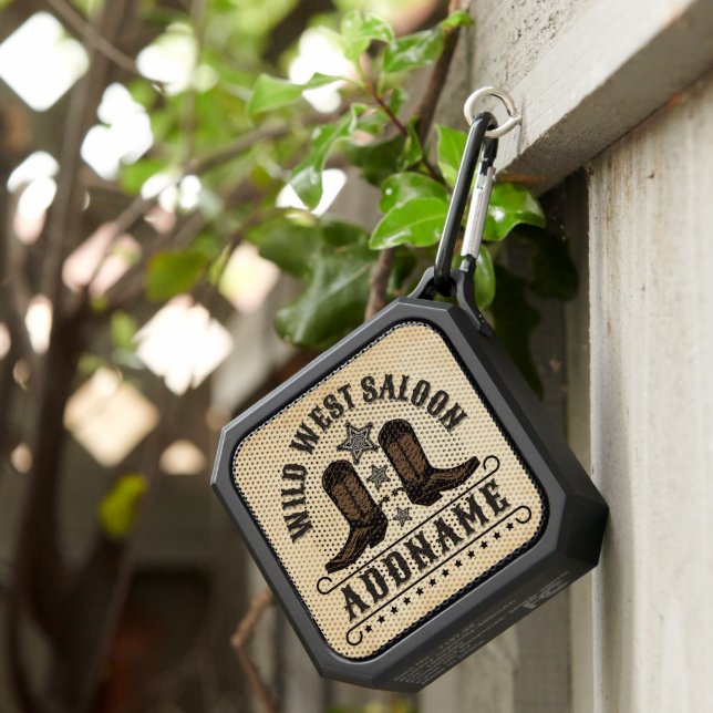 Western Cowboy Boots ADD NAME Sheriff Spurs Saloon Bluetooth Speaker (Inisitu)