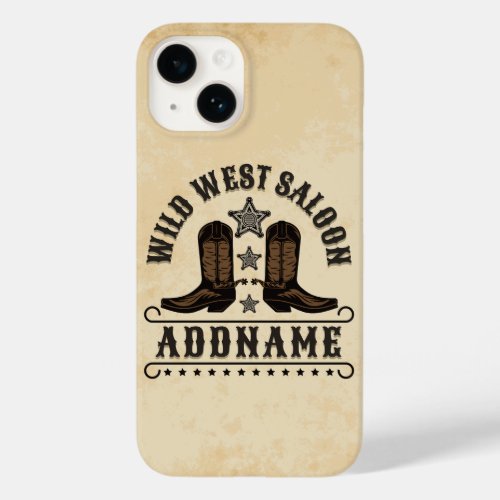 Western Cowboy Boots ADD NAME Sheriff Spurs Saloon Case_Mate iPhone 14 Case