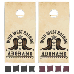 Western Cowboy Boots ADD NAME Sheriff Spurs Saloon Cornhole Set