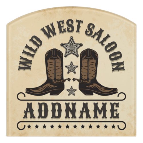 Western Cowboy Boots ADD NAME Sheriff Spurs Saloon Door Sign