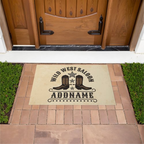 Western Cowboy Boots ADD NAME Sheriff Spurs Saloon Doormat
