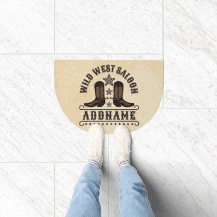Western Cowboy Boots ADD NAME Sheriff Spurs Saloon Doormat