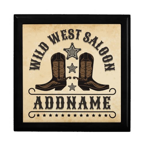 Western Cowboy Boots ADD NAME Sheriff Spurs Saloon Gift Box