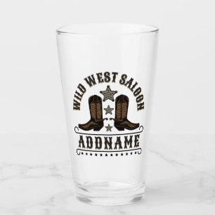 Western Cowboy Boots ADD NAME Sheriff Spurs Saloon Glass