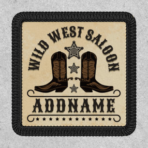 Western Cowboy Boots ADD NAME Sheriff Spurs Saloon Patch