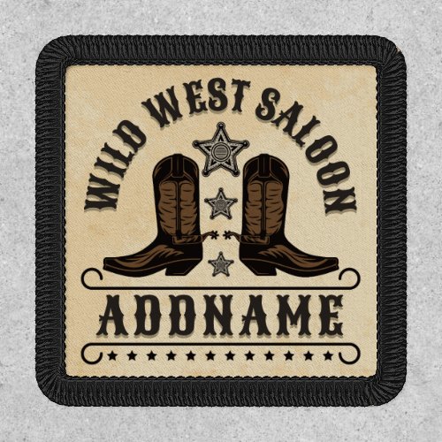 Western Cowboy Boots ADD NAME Sheriff Spurs Saloon Patch