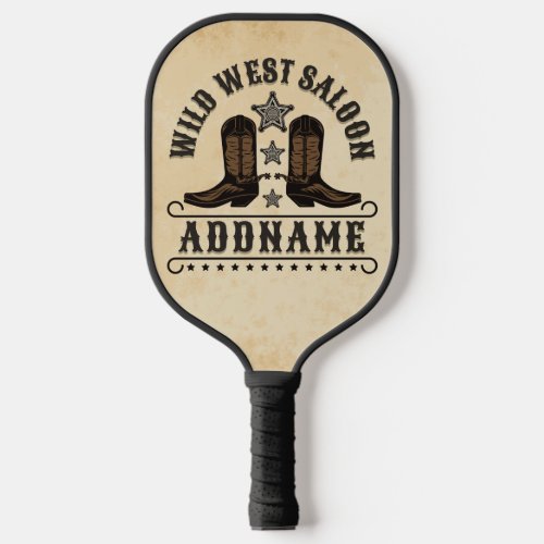 Western Cowboy Boots ADD NAME Sheriff Spurs Saloon Pickleball Paddle