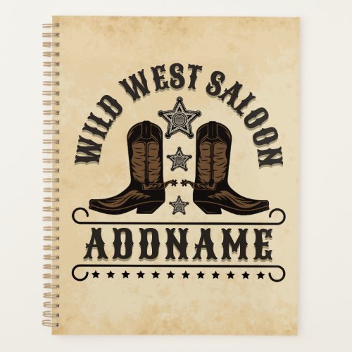 Western Cowboy Boots ADD NAME Sheriff Spurs Saloon Planner