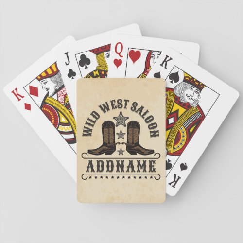 Western Cowboy Boots ADD NAME Sheriff Spurs Saloon Poker Cards