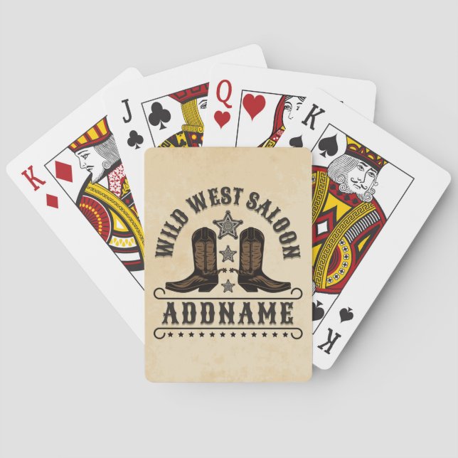 Western Cowboy Boots ADD NAME Sheriff Spurs Saloon Poker Cards (Back)