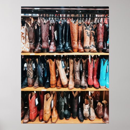 Western Cowboy Boots Americana Nashville Poster