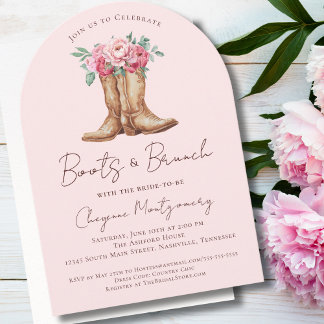 Western Cowboy Boots and Brunch Bridal Shower Invitation