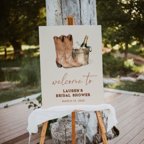 Western Cowboy Boots Bridal Shower Welcome Sign