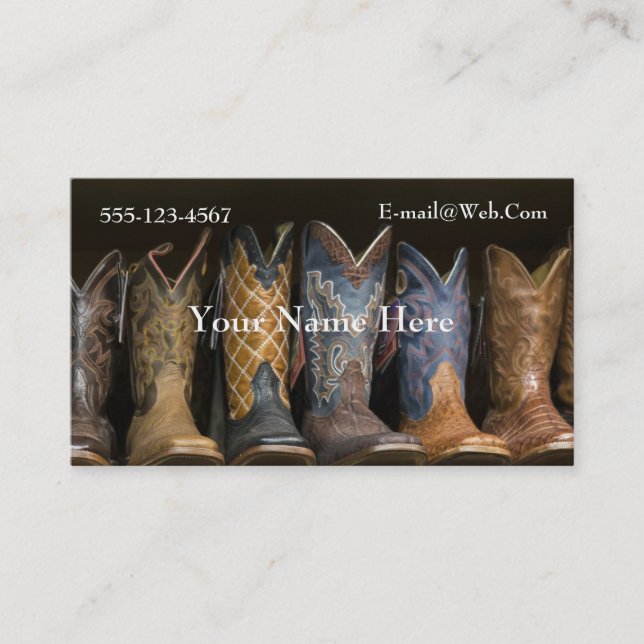 Western  Cowboy Boots Business Card Template (Front)