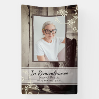 Western Cowboy Boots Celebration of Life Funeral Banner