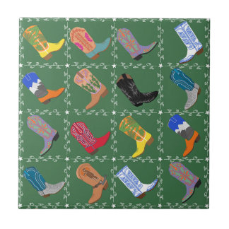Western Cowboy Boots Ceramic Tile Decor