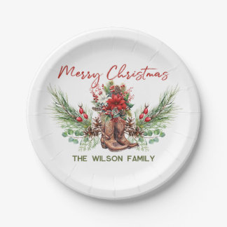 Western Cowboy Boots Chirstmas Party Paper Plates