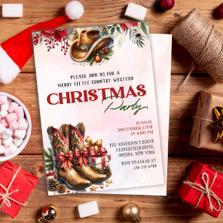 Western Cowboy Boots Christmas Party Invitation