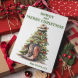 Western Cowboy Boots Christmas Tree Holiday Card<br><div class="desc">This design was created though digital art. It may be personalized in the area provided by changing the photo and/or text. Or it can be customized by choosing the click to customize further option and delete or change the color the background, add text, change the text color or style, or...</div>