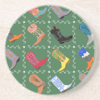 Western Cowboy Boots Colorful Sandstone Coaster