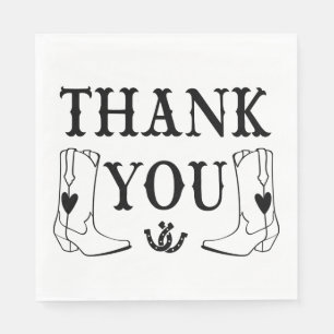 Western Cowboy Boots Country Wedding Thank You Napkins