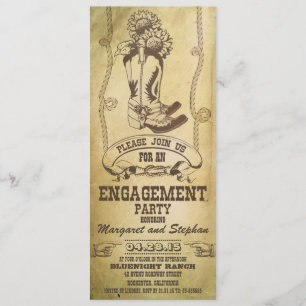 western cowboy boots engagement party invitations