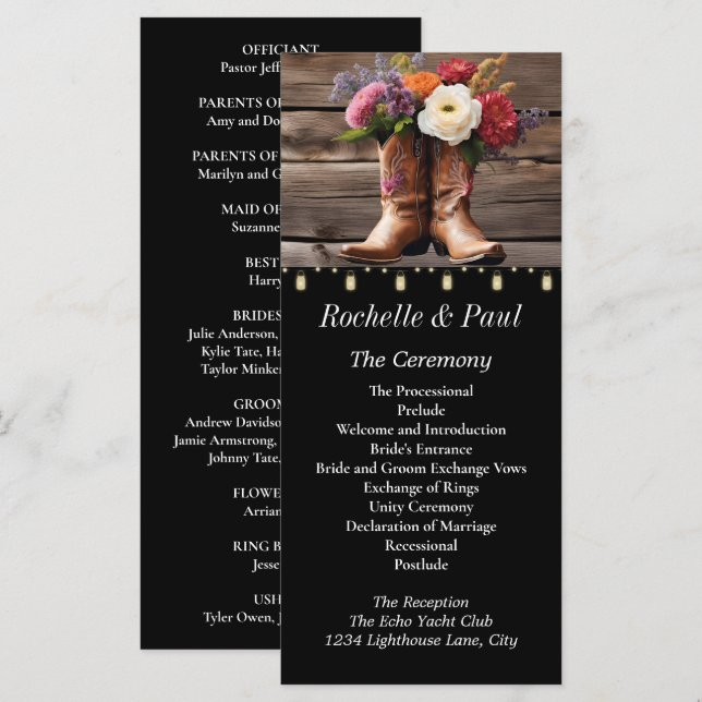 Western Cowboy Boots Floral Elegant Mason Jar (Front/Back)