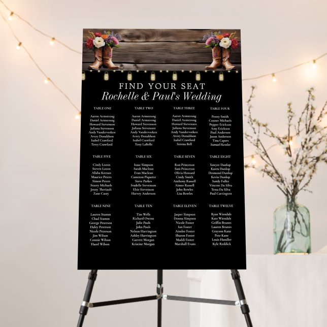 Western Cowboy Boots Floral Elegant Mason Jar Foam Board (In Situ (Stand))