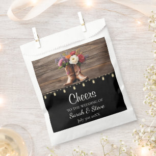 Western Cowboy Boots Floral Elegant Wedding Favor Bag