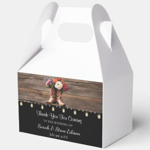 Western Cowboy Boots Floral Elegant Wedding Favor Boxes