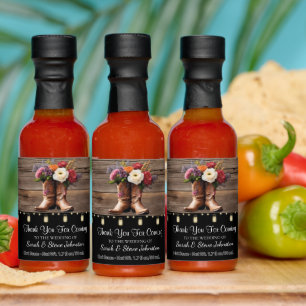Western Cowboy Boots Floral Elegant Wedding Hot Sauces