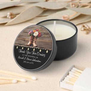 Western Cowboy Boots Floral Elegant Wedding Mini Candle Favors