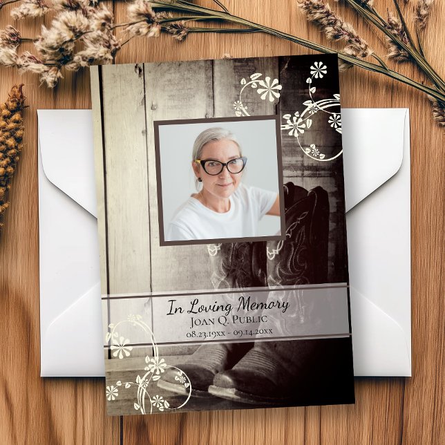 Western Cowboy Boots Funeral Memorial Sympathy Thank You Card (Creator Uploaded)