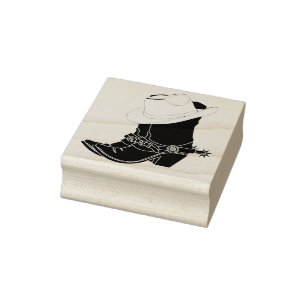 Western Cowboy Boots & Hat Rubber Stamp