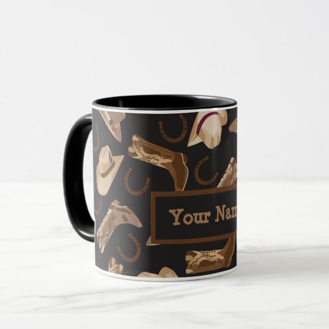 Western Cowboy Boots Hats Name Personalized Mug (Front Left)