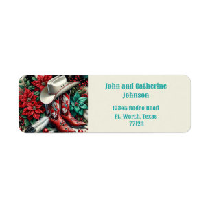 Western Cowboy Boots Holiday Floral Cow Hide  Label